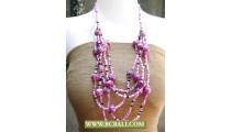 5 Strand Beading and Pearls Stone Necklaces
